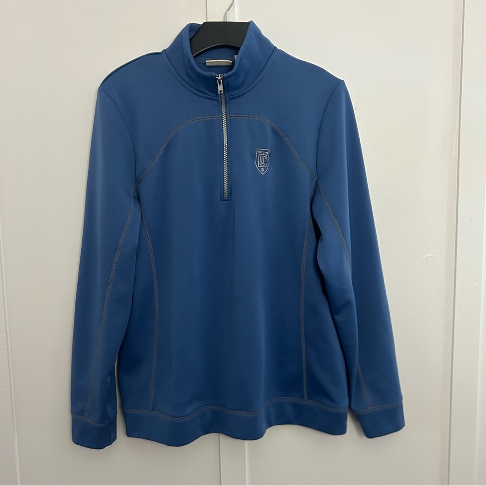 Clique womens top pullover half zip blue sweatshirt size XL